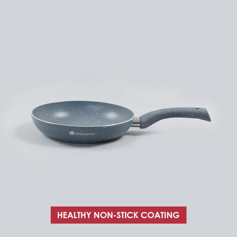 Granite Non-stick Fry Pan, Induction Bottom, Soft Touch Handle, Virgin Grade Aluminium, PFOA/Heavy Metals Free, 3.5mm, 2 years warranty, Grey - Image 14