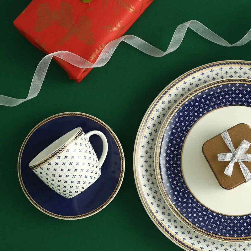 Sicilia Fine Bone China Cup & Saucer Set - Royal Blue - Set of 2 Pcs - Image 7