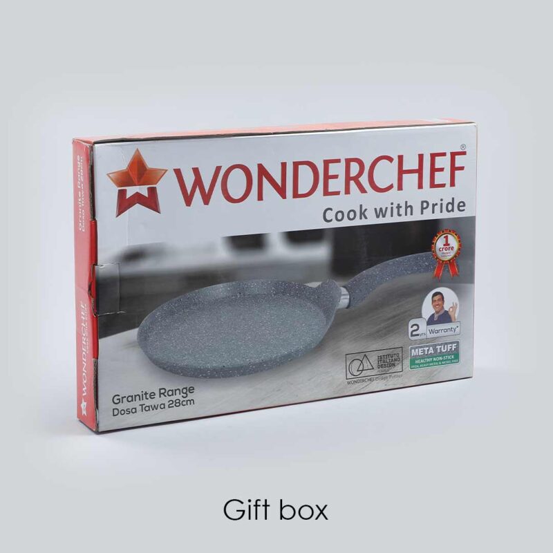 Wonderchef Renewed Granite 28cm Non-Stick Dosa Tawa | Induction Bottom | Soft-Touch Handles | Virgin Grade Aluminium | 3.5mm Thick | PFOA/Heavy Metals Free - Image 9