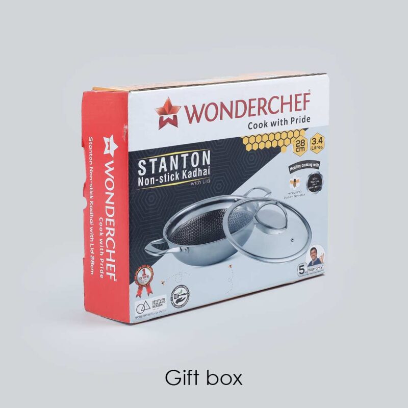 Stanton 28 cm Non-stick Kadhai/Kadai with Lid - 3.4 Litre | 3 ply steel - Image 8