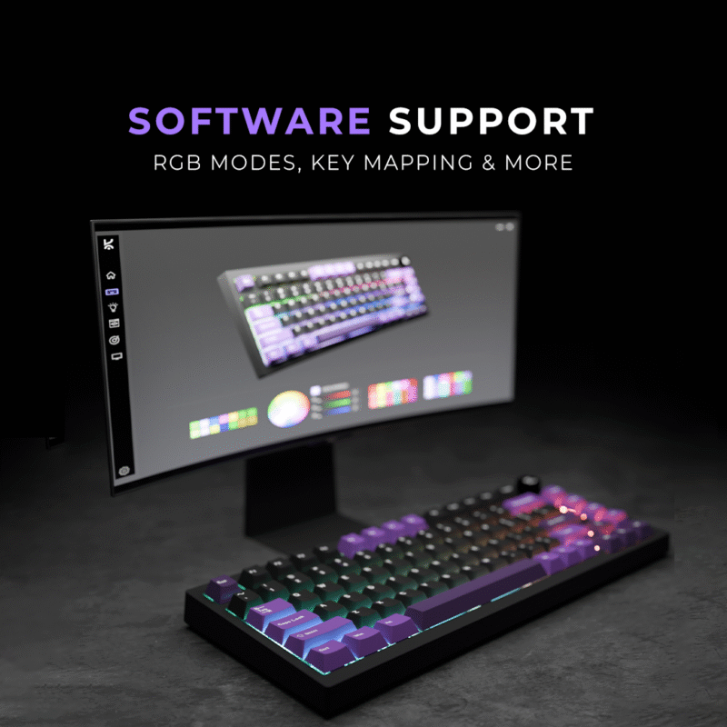 Swarm Black Purple Wireless Gaming Keyboard - Image 13