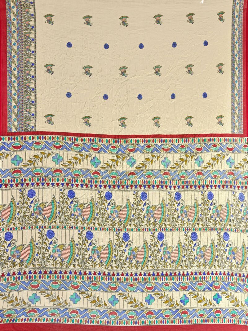 Garden Vareli Traditional Print Pure Cotton Saree with Unstitched Blouse Piece 88482 - Image 2
