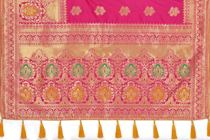 Monjolika Fashion Women's Woven Silk Saree With Blouse Piece (45560_Color_Rani Pink) - Image 2