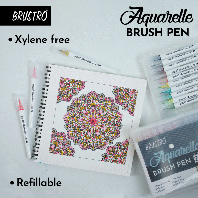 BRUSTRO Aquarelle Brush Pen | Set of 24 | Refillable, Art Markers for Students, Adults, Colouring Pens, Colors, Art Supplies, Paint, Pastel, Doodling, Marker, Drawing, Calligraphy - Image 6