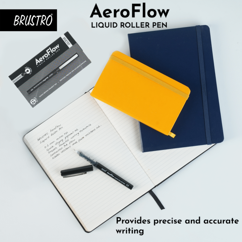 BRUSTRO AeroFlow Liquid Ink Rollerball Pens 0.5 Micro Tip Pack of 12 (Classic Black ink) - Image 8