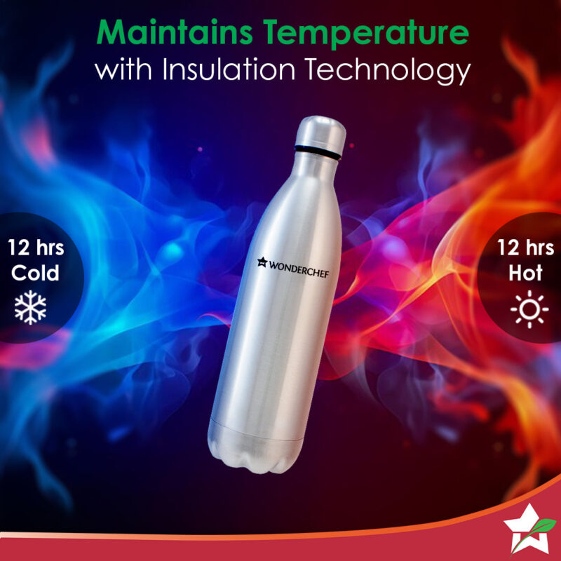 Aqua-Bot, 750ml, Double Wall Stainless Steel Vacuum Insulated Hot and Cold Flask, Spill & Leak Proof, Silver, 2 Years Warranty - Image 2