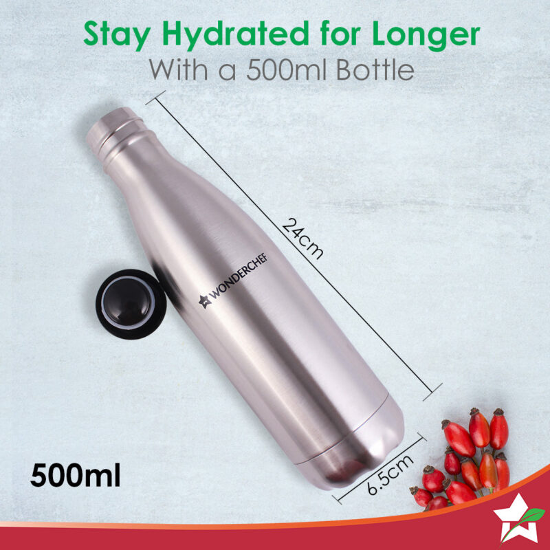 Aqua-Bot, 500ml, Double Wall Stainless Steel Vacuum Insulated Hot and Cold Flask, Spill & Leak Proof, Silver, 2 Years Warranty - Image 6