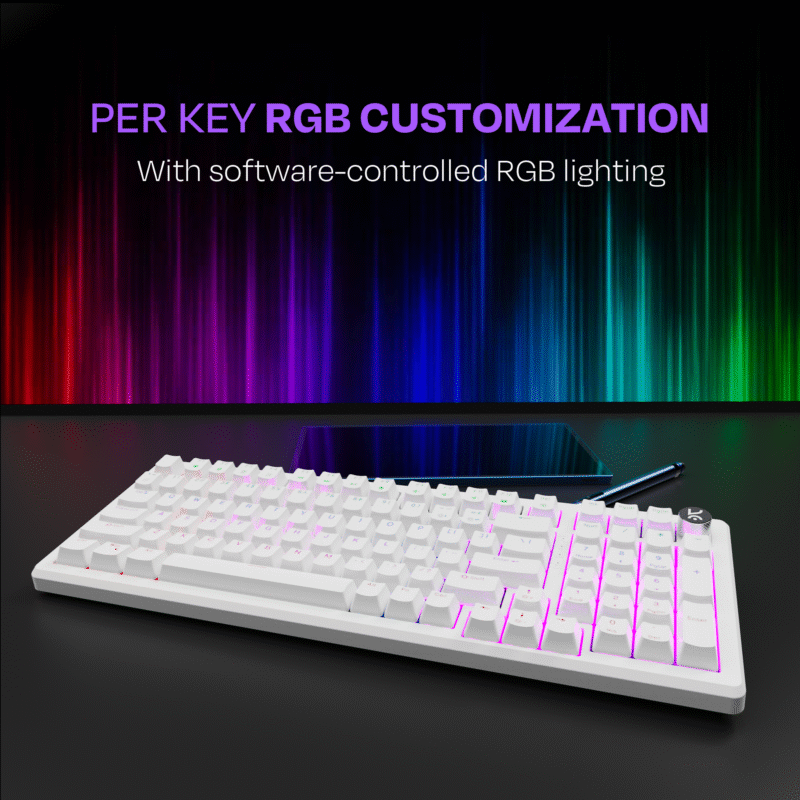 Hive Full-Size All White Wired Gaming Keyboard - Image 6