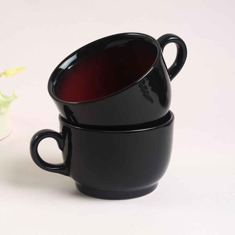 Teramo Red Glaze Soup Mug Set of 2 - Image 6