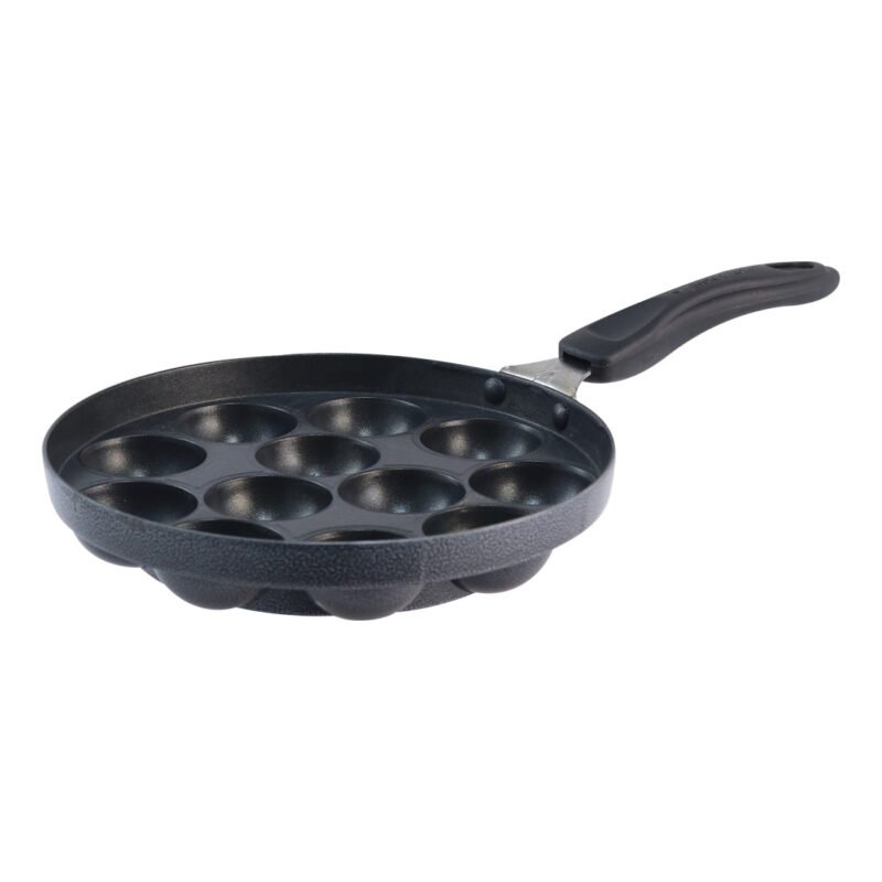 Non-Stick Appa Kara Cookware with 12 cavities | Appam PatraPaniyarakkal | Paniyaram | Appam Pan | Pan Cake Maker | Ponganal Maker | Kuzhi Paniyaram | Paddu Tawa | Cool Touch Bakelite Handle | Pure Grade Aluminium | PFOA Free | 1 Year Warranty | Black - Image 7