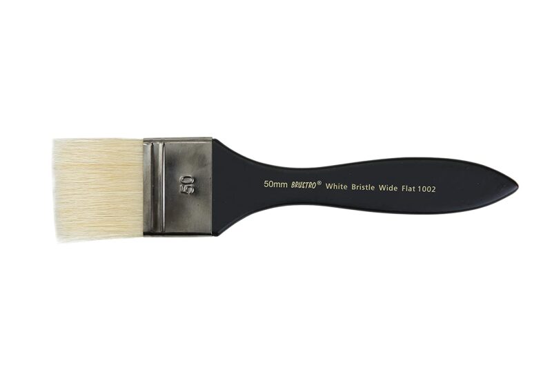 Brustro Artists White Bristle Wide Flat Brush - Series 1002 - Size - 50MM (for Oil & Acrylic) - Image 2