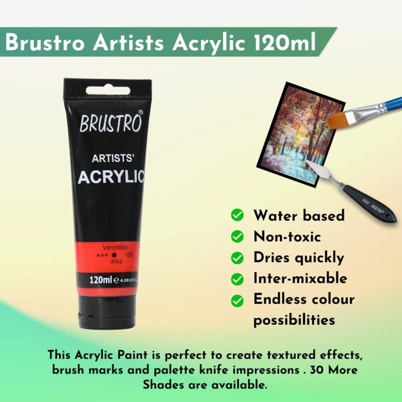Brustro Artists' Acrylic 120ml Cad Red Hue - Image 2