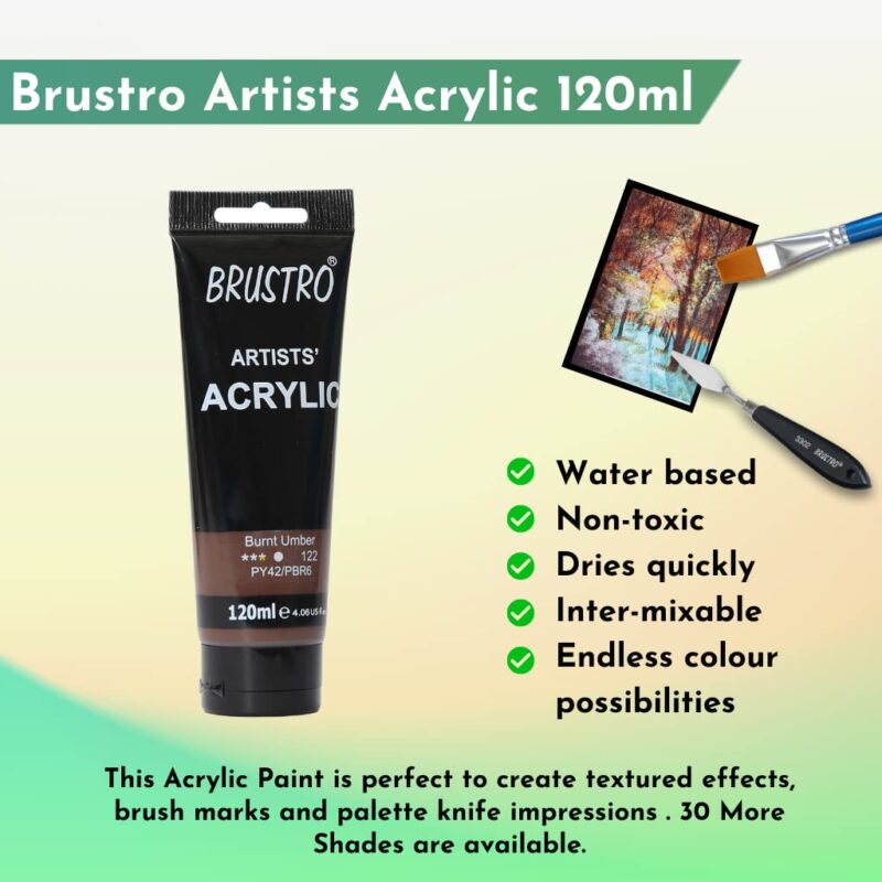 Brustro Artists' Acrylic 120ml Burnt Umber - Image 2