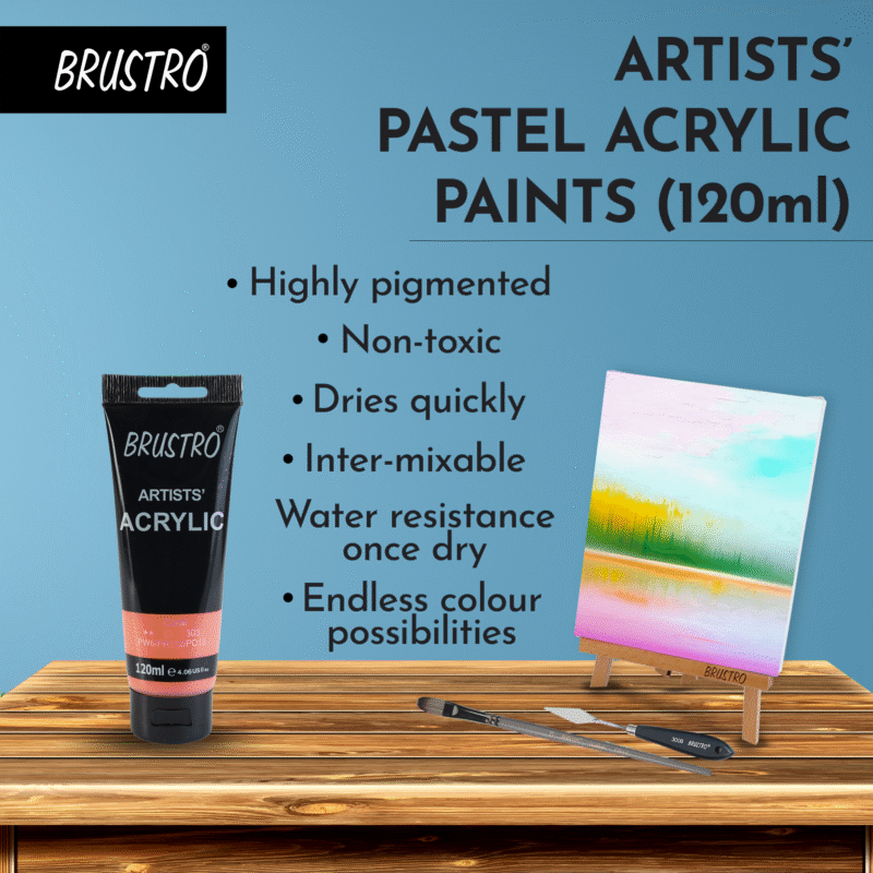BRUSTRO Artists Acrylic 120ml Coral (Pastel Tone) - Image 4