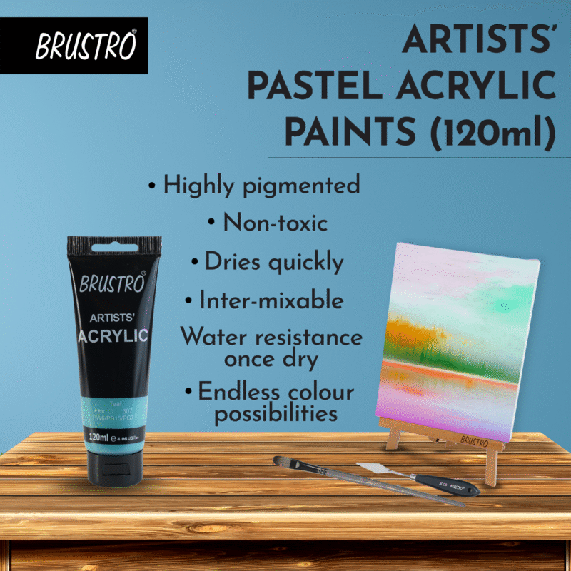 BRUSTRO Artists Acrylic 120ml Teal (Pastel Tone) - Image 3