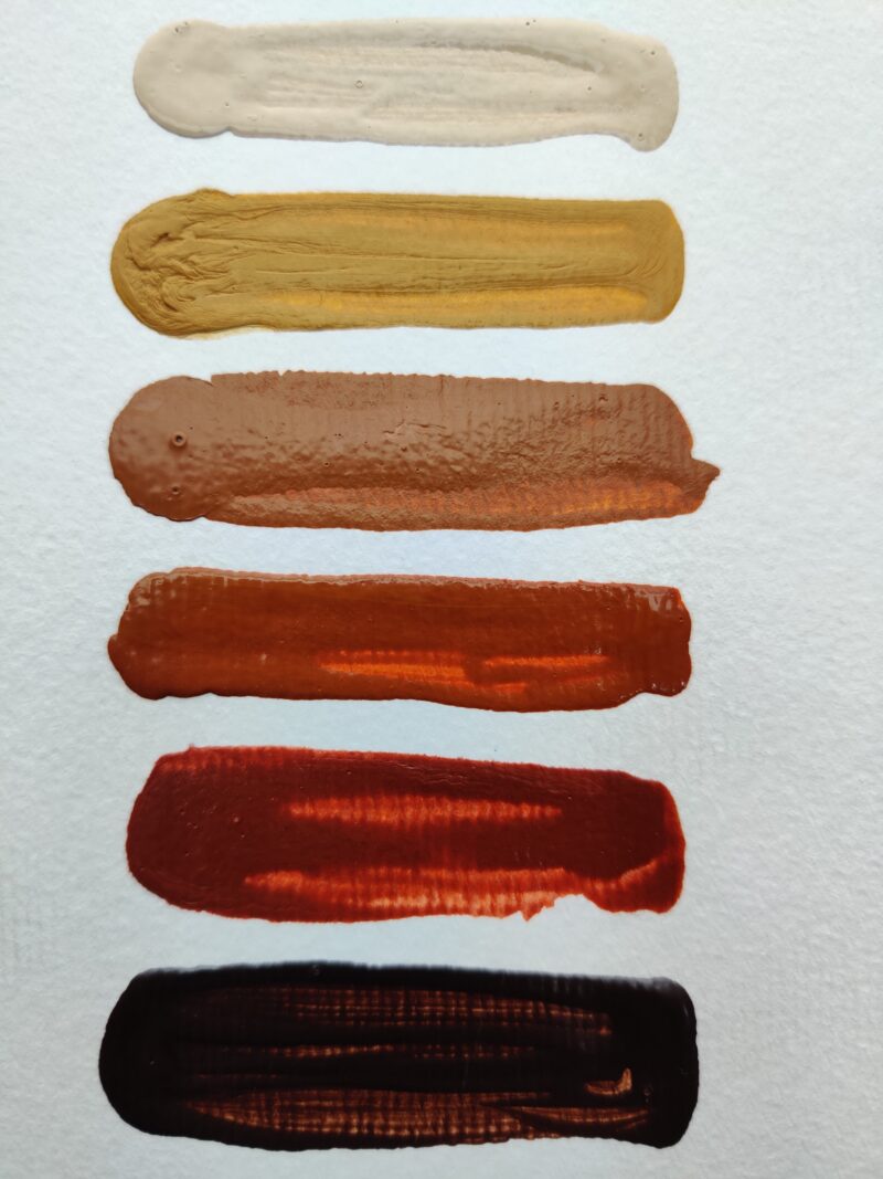 Brustro Professional Artists’ Fluid Acrylic 20 ml Down to Earth Pack of 6 (Burnt Sienna, Burnt Umber, Yellow Oxide, Raw Sienna, Unbleached Titanium, Golden Raw Sienna) - Image 2