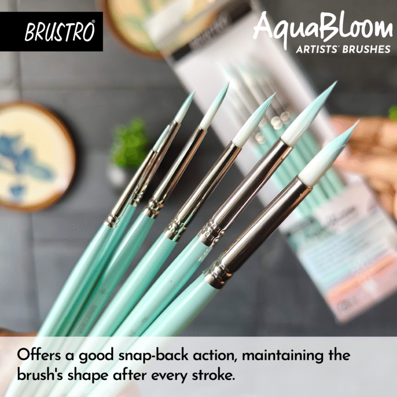 BRUSTRO AquaBloom Artist's Paint Brushes | Round | Set of 6 - Sizes (0, 2, 4, 6, 8, 10) | Wooden Handle, Comfortable Grip, Synthetic Bristles, Ideal for Watercolour, Gouache, Painting. - Image 5