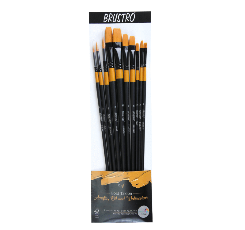 BRUSTRO Artists ’ Acrylic Colour Set of 24 with Gold Taklon Brush Set of 10, Acrylic Paper 400 GSM A4-12 Sheets and an A4 Size Tear Off Paper Palette. - Image 4