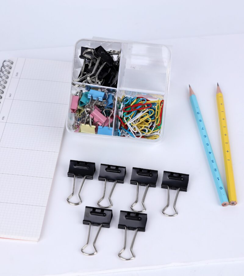 BRUSTRO Assorted Clip Box | Includes 120 Paper Clips-28mm & 56 Binder Clips (25mm- 6 pcs| 19mm- 15 pcs| 15mm- 35pcs) | Home, Office, Stationery use, Ideal for Students and Adults, Reusable, Flexible - Image 15