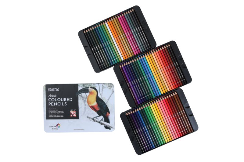 BRUSTRO Artists Colour Pencil | 6B, Set of 72 (in an Elegant tin Box) | Ideal for Students,Adults,Multiple Colors,Bright,Vibrant,Fade Resistant,DIY Art,Highly Pigmented, School, Safe use for Children - Image 2