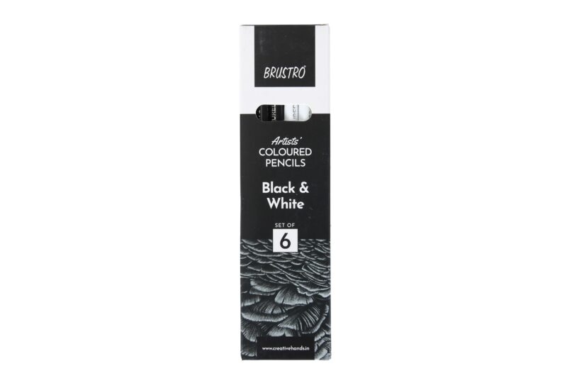 BRUSTRO Artists Coloured Pencils | Black & White | Set of 6 ( 3 Whites and 3 Blacks ) | Ideal for Students and Adults, Color, Sketching, Shading, Drawing, Blending, Mandala Art, School, Office Use - Image 9