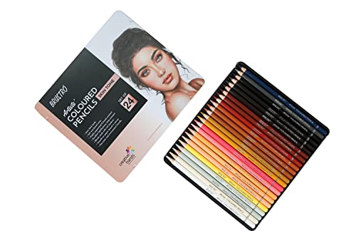 BRUSTRO Artists' Coloured Pencils Skin Tone Set of 24 with Drawing & Sketching Wiro Pad A4-160GSM (30 Sheets) - Image 6