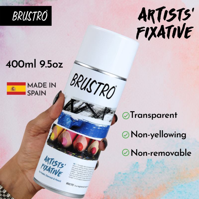BRUSTRO Artist's Fixative Spray Can | 400ml | Transparent | Perfect use on Pastel Colors,Charcoal, Chalk Drawing,Non-yellowing, Pencil & Sketching Artworks, Proffessional Arts, Fast Drying - Image 3