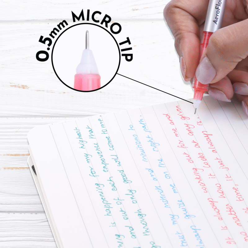 BRUSTRO AeroFlow Coloured Micro-Tip Roller Ball Pen | Tip size - 0.5 mm - Set of 8 |Leakproof, Quick Dry, Acid-Free, Non-Toxic,Fade Resistant,Ideal for Drawing,Doodling, Office, Stationery, School use - Image 7