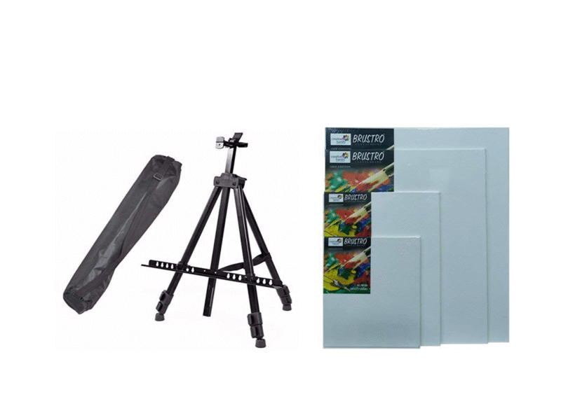 Brustro Artists Portable Lightweight Metal Display Easel with 4 Size Brustro 100% Cotton Canvas Boards. Free Weatherproof Carry Bag - Image 3