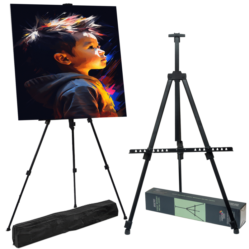 BRUSTRO Artists Lightweight Metal Easel | Holds Canvas from 6" to 32" | Portable, Multifunctional, Foldable, Ideal for Painting Display, field & tabletop with Weatherproof Carry Bag - Image 8