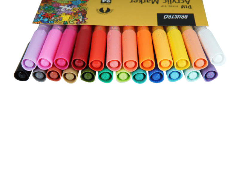 Brustro Acrylic (DIY) Fine Tip Marker Set of 24 - Basic 0.8MM, for Craftworks, School Projects, and Other Presentations