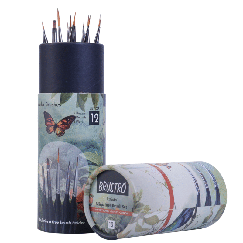 BRUSTRO Artists’ Miniature Precision Brushes - Set of 12 | Synthetic Bristles, Detail Fine Tip | Ideal for Watercolour, Acrylic, Gouache & Oil Colors , Art Painting Tools, Paint Brush Set. - Image 6
