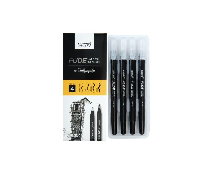 Brustro Fude Hard-tip Black Ink Brush Pen Set of 4. (Extra-fine/Fine/Medium/Bold) - Image 3