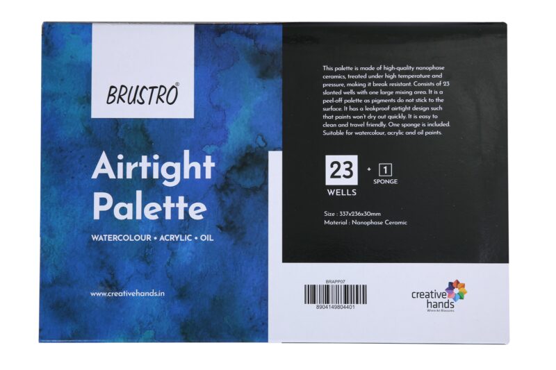 BRUSTRO Artists’ AIRTIGHT Peel-off Palette 23 Wells with Separable Lid made of Nanophase Ceramic (sponge included) - Image 3