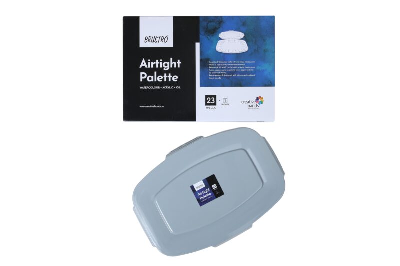 BRUSTRO Artists’ AIRTIGHT Peel-off Palette 23 Wells with Separable Lid made of Nanophase Ceramic (sponge included) - Image 4