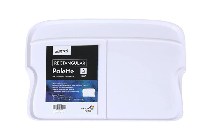 BRUSTRO Artists’ Rectangular Peel Off Painting Palette for Oil, Acrylic, Watercolour and Gouache with 3 mixing areas 34x20cm - Image 4
