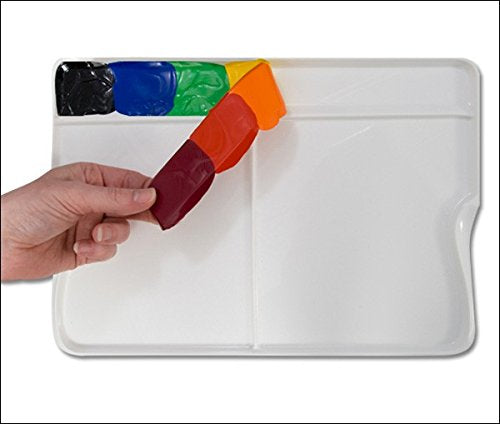 BRUSTRO Artists’ Rectangular Peel Off Painting Palette for Oil, Acrylic, Watercolour and Gouache with 3 mixing areas 34x20cm - Image 2