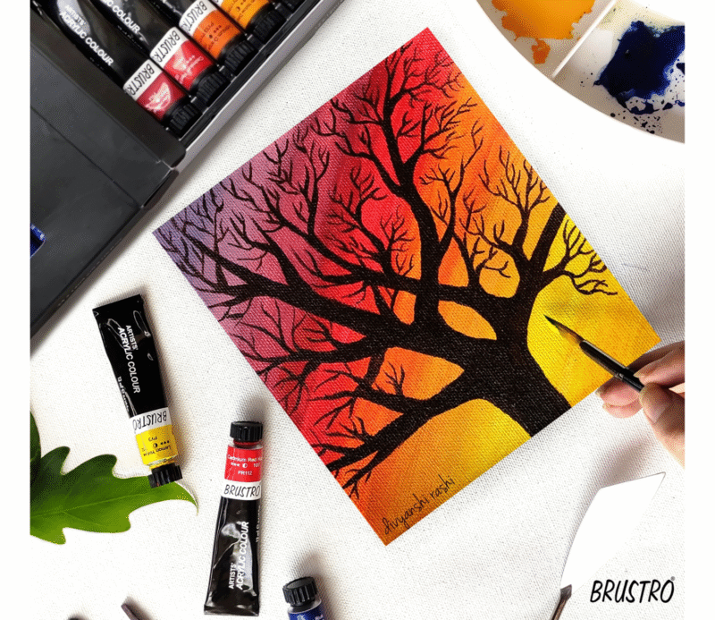 BRUSTRO Artists ’ Acrylic Colour Set of 24 with Gold Taklon Brush Set of 10, Acrylic Paper 400 GSM A4-12 Sheets and an A4 Size Tear Off Paper Palette. - Image 9