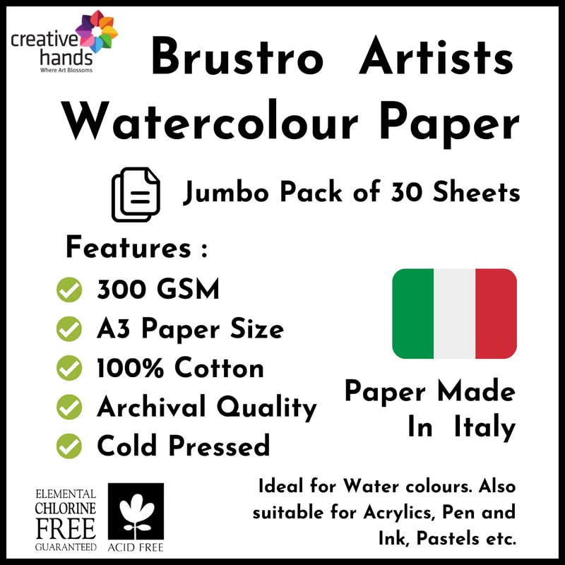 Brustro Artists' WC 100% Cotton CP 300gsm Jumbo - A3 (30 Sheets) - Image 2