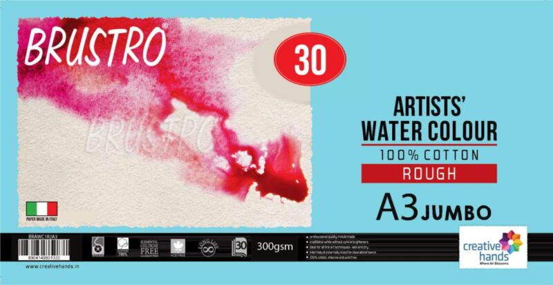 Brustro Artists' WC 100% Cotton Rough 300gsm Jumbo - A3 (30 Sheets) - Image 2