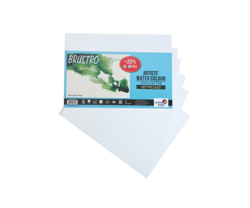 Brustro Artists' Watercolour Papers 100% Cotton 300 GSM A4 Hot Pressed (Pack of 5+1 Free Sheet) - Image 3