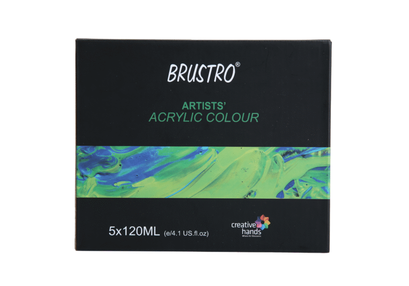 Brustro Artists' Acrylic 120ml, Pack of 5 Primary Shades  (Titanium White, Cad Yellow, Ultramarine, Cadmium Red & Ivory Black) - Image 5
