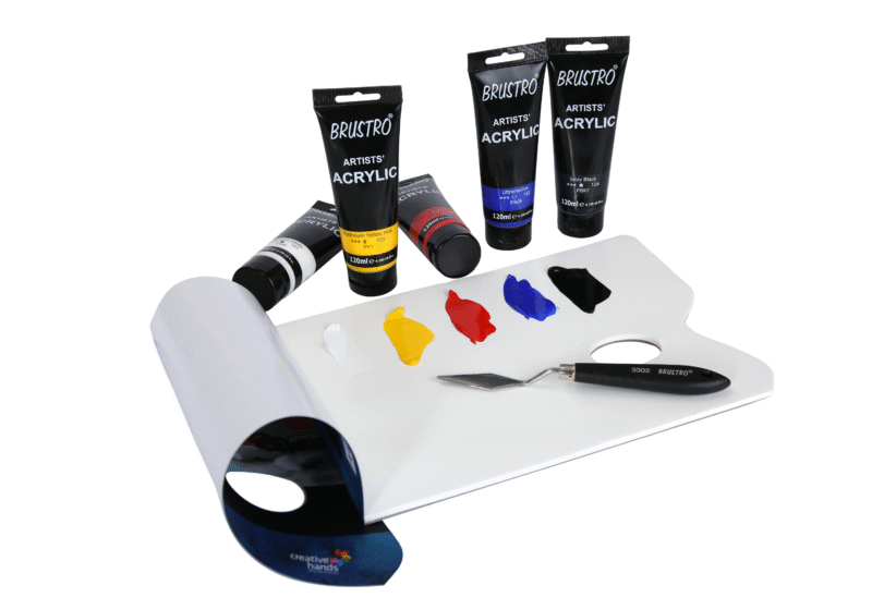 Brustro Artists' Acrylic 120ml, Pack of 5 Primary Shades  (Titanium White, Cad Yellow, Ultramarine, Cadmium Red & Ivory Black) - Image 3