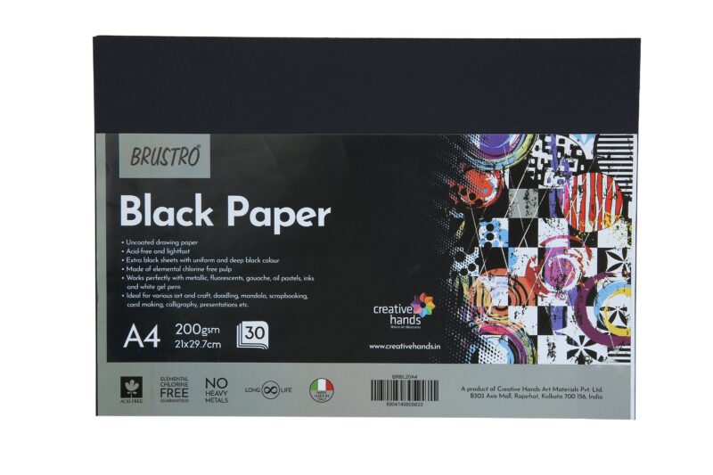 Brustro Black Paper - 200 GSM A4 (Pack of 30 Sheets) - Image 2