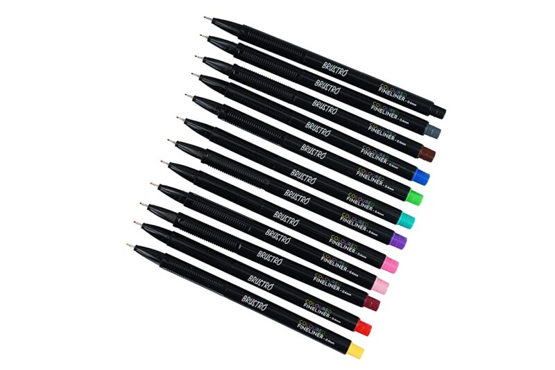 Brustro DIY Mandala Colouring Book 9"x9" 160 GSM 25 Perforated Sheets & Brustro Coloured Fineliner set of 12 (Assorted Colours), 0.4mm, for writing, drawing, doodles, mandala - Image 3