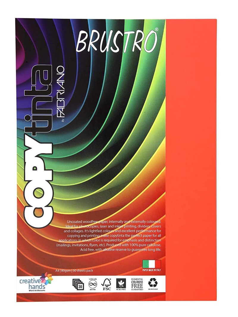 BRUSTRO Copytinta Coloured Craft Paper A4 Size 80 GSM Pastel Green Shade, 30 Sheets Pack. Double Side Coloured for Office Printing, Art, Origami, Craft. VERDE CHIARO - Image 2