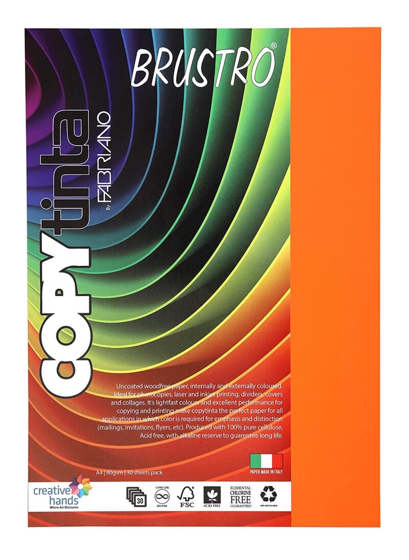 BRUSTRO Copytinta Coloured Craft Paper A4 Size 80 GSM Pastel Green Shade, 30 Sheets Pack. Double Side Coloured for Office Printing, Art, Origami, Craft. VERDE CHIARO - Image 5