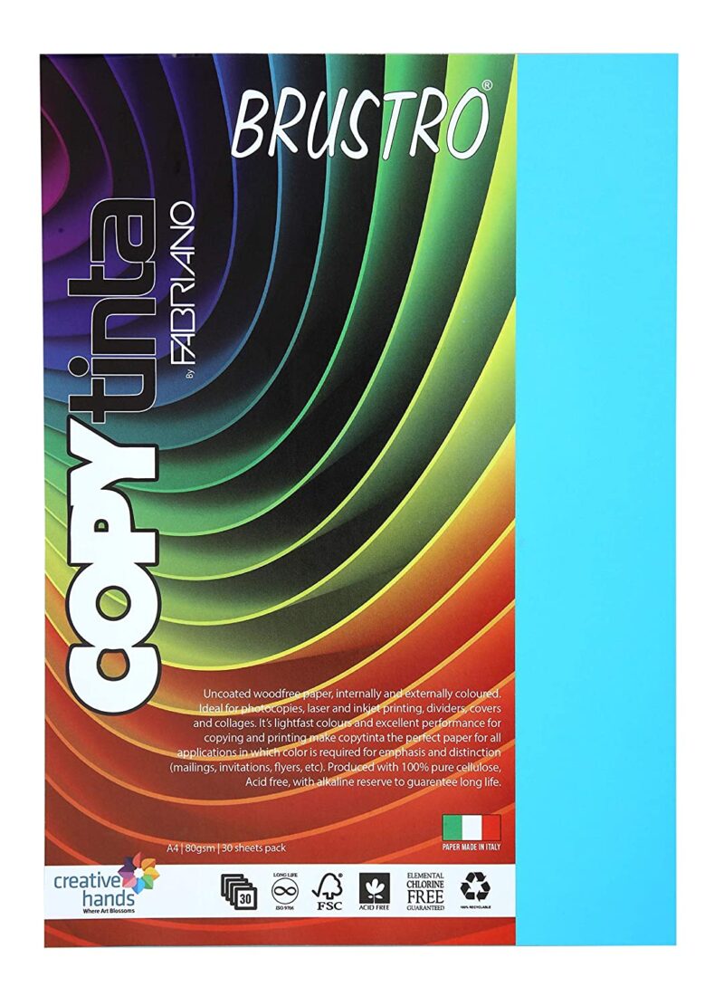BRUSTRO Copytinta Coloured Craft Paper A4 Size 80 GSM Pastel Green Shade, 30 Sheets Pack. Double Side Coloured for Office Printing, Art, Origami, Craft. VERDE CHIARO - Image 13