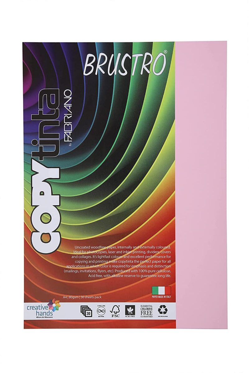 BRUSTRO Copytinta Coloured Craft Paper A4 Size 80 GSM Pastel Green Shade, 30 Sheets Pack. Double Side Coloured for Office Printing, Art, Origami, Craft. VERDE CHIARO - Image 24