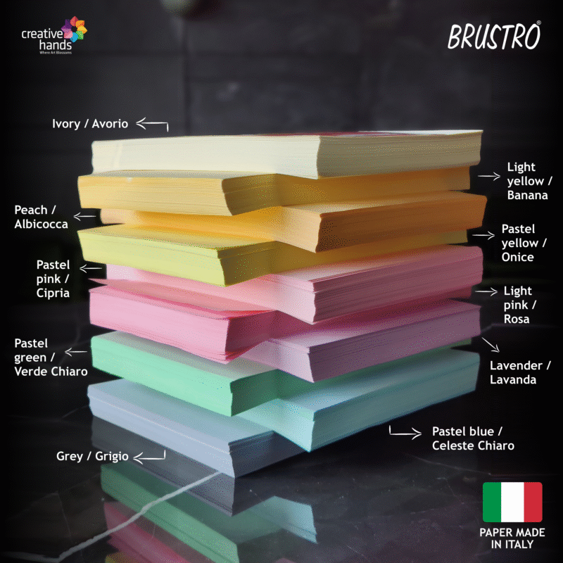 BRUSTRO Copytinta Multicolored Craft Paper | A4 Size | 80 GSM | Pack of 40 Sheets (10 colors x 4 sheets) | Ideal for Students and Adults, Origami ideas, Home, School, Office Use, Stationery, DIY Art
